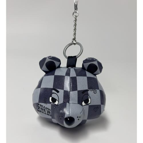 SPRAYGROUND Z715 GREY CHECKER BEAR HEAD KEYCHAIN