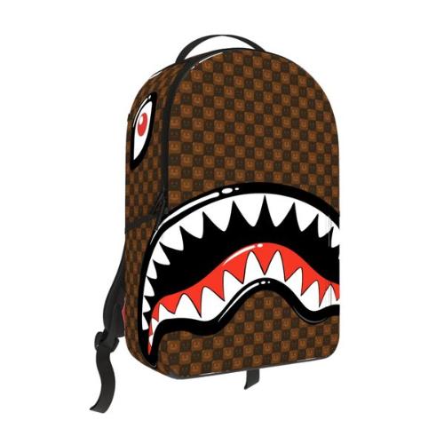 B8634 SPRAYGROUND SHARKS IN PARIS WTF BUBBLE BROWN CHECK BACKPACK