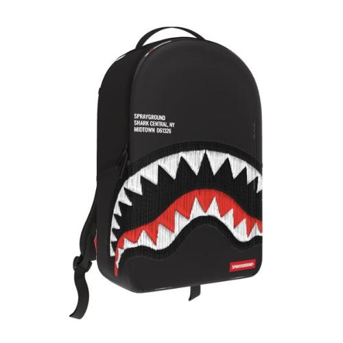 SPRAY GROUND SHARK CENTRAL BLACK EMBROIDERED SHARK BACKPACK B9629