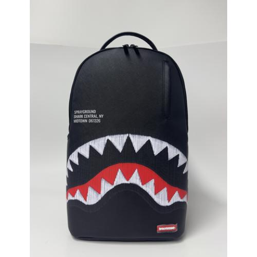 SPRAY GROUND SHARK CENTRAL BLACK EMBROIDERED SHARK BACKPACK B9629