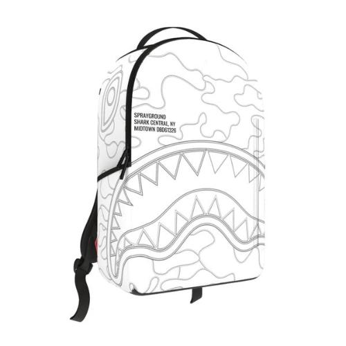 SPRAYGROUND B8494 SHARK CENTRAL CAMO CUT SHARK WHITE BACKPACK
