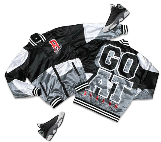 RETRO LABEL GOAT SEASON SATIN JACKET (RETRO 13 BLACK FLINT)